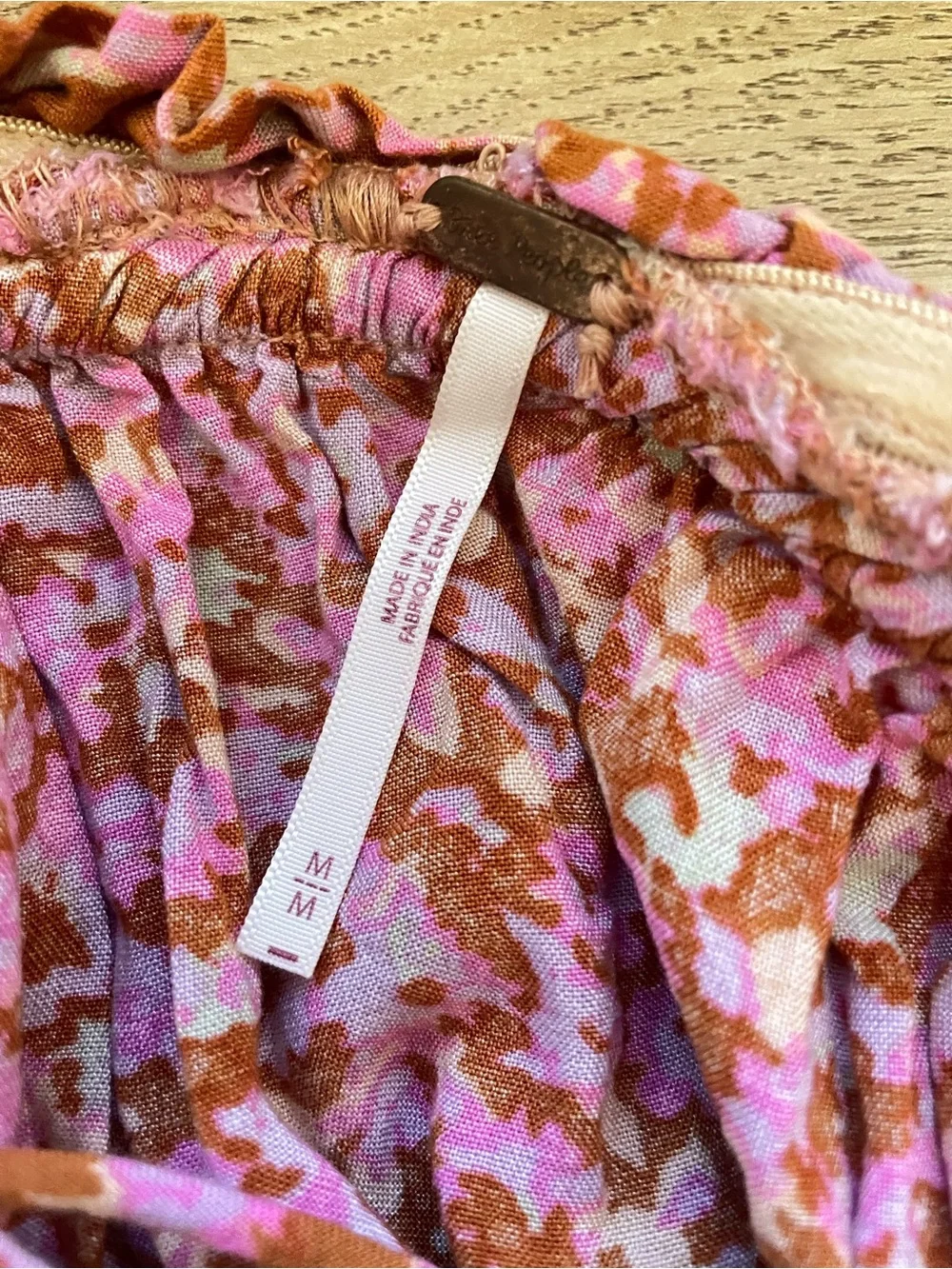 Free People One I Love Dress in Caramel Combo Pink and Tan Maxi Ruffle Hem